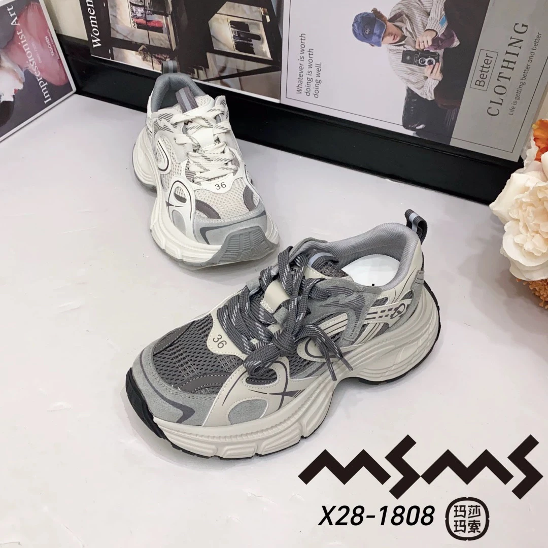 28-1808玛莎玛索老爹鞋2025春季新款圆头系带百搭休闲运动鞋女鞋