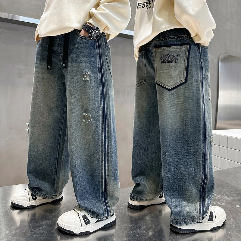 男童牛仔裤春秋宽松2025中大童休闲韩版长裤儿童秋季裤子百搭潮流