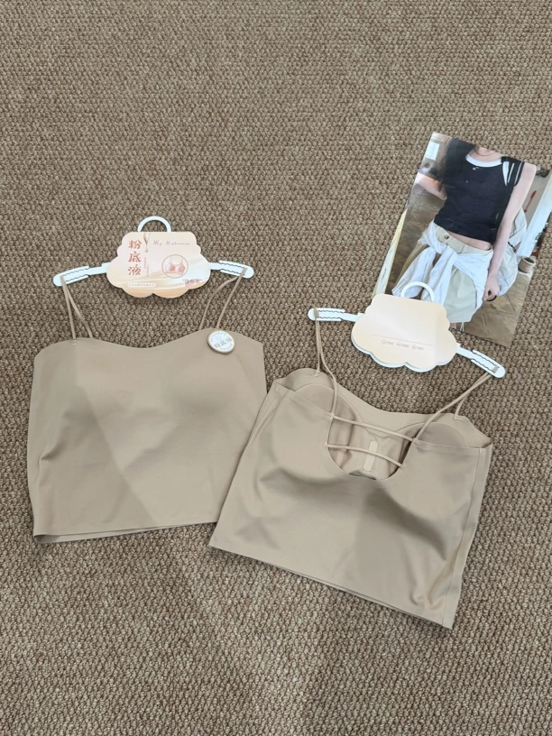 粉底液吊带纯色无痕防走光