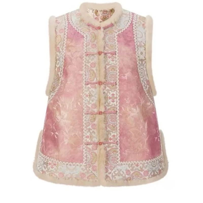 【相思】2025秋冬国风水貂毛叠穿夹棉马甲2025C0854-芙姿FZ-九七