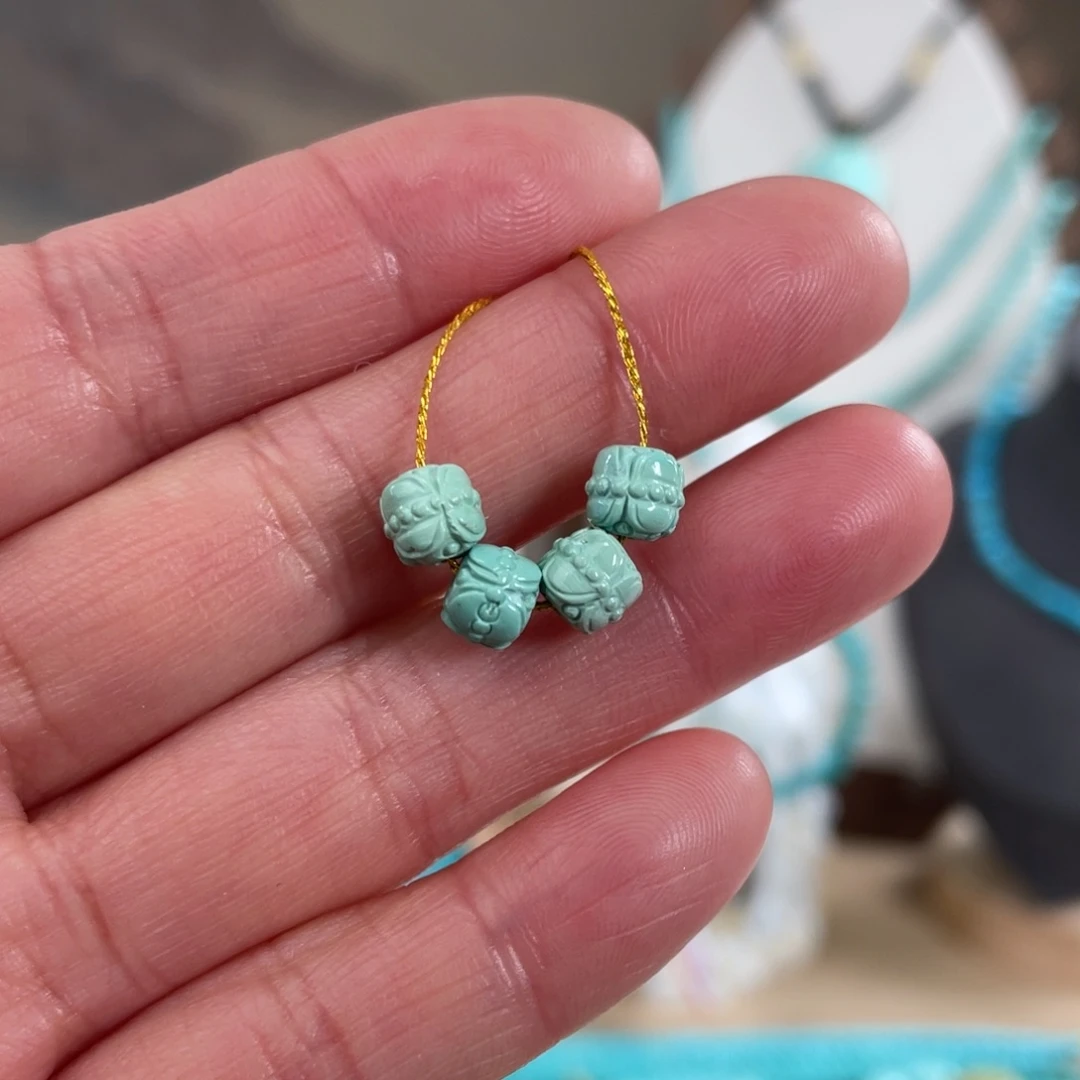 绿松石未镶嵌套链5.8并蒂莲套装