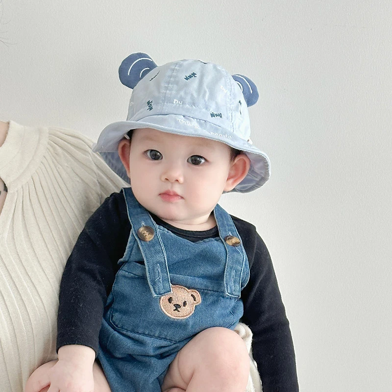 嘟嘟啦婴儿帽子春秋薄款男遮阳帽可调节婴幼儿宝宝透气渔夫帽