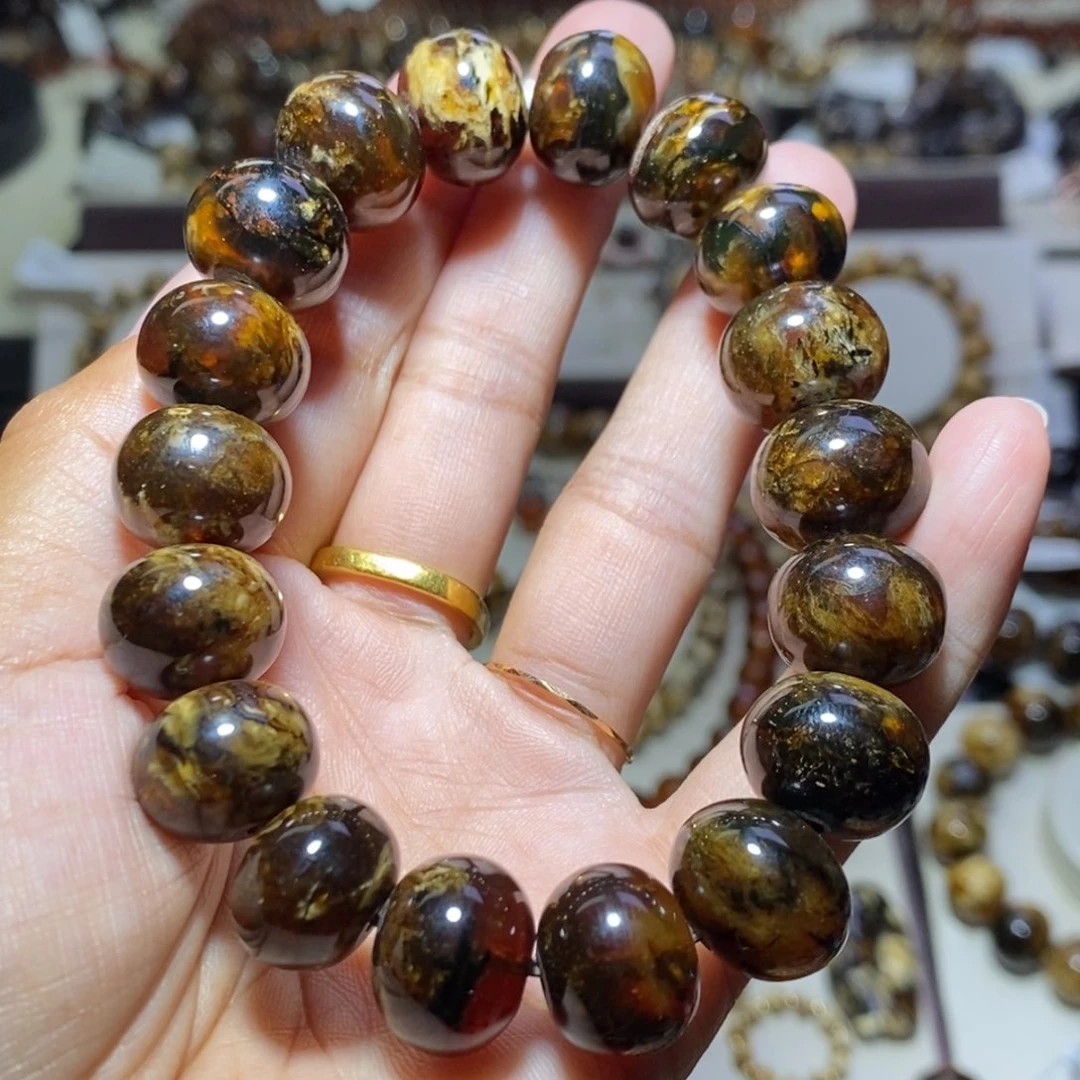 裸石琥珀未镶嵌  福利 蜡花14mm
