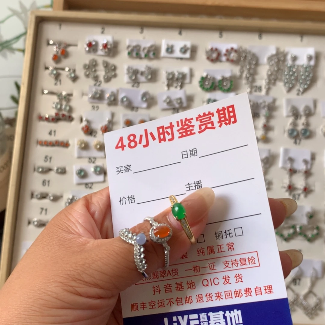 馥***雅银S925镶嵌翡翠耳饰