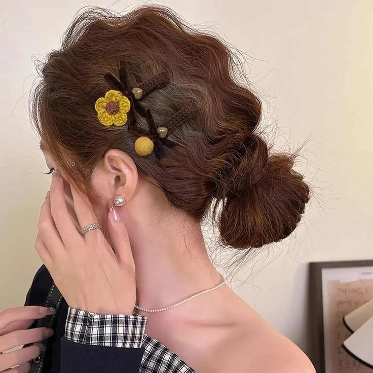 温柔花朵毛球蝴蝶结发夹2025秋冬发卡碎发刘海夹韩国侧边夹一字夹