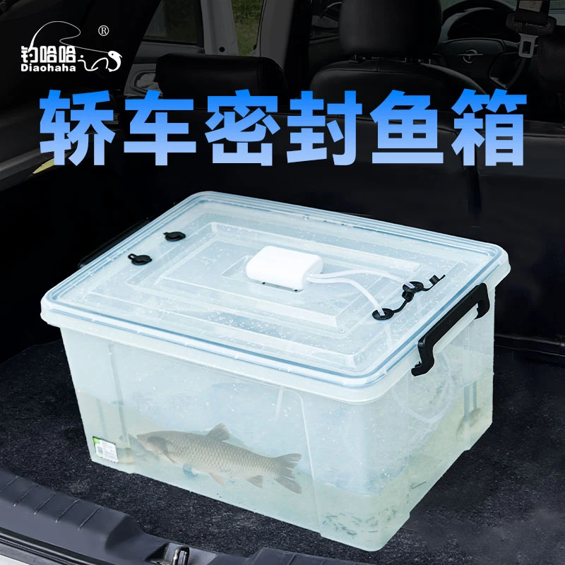 户外车载钓鱼箱后备箱活鱼桶大容量塑料箱海鲜水产养殖箱密封鱼缸