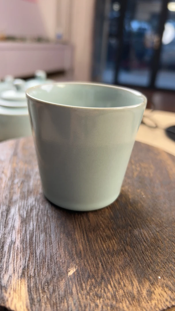 开播福利（微瑕）汝窑天青色平底小可乐杯茶碗茶盏