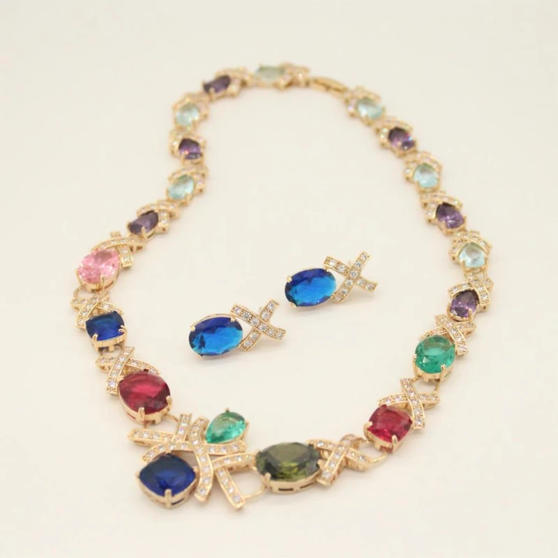 P047 毕加索彩色椭圆项链套装