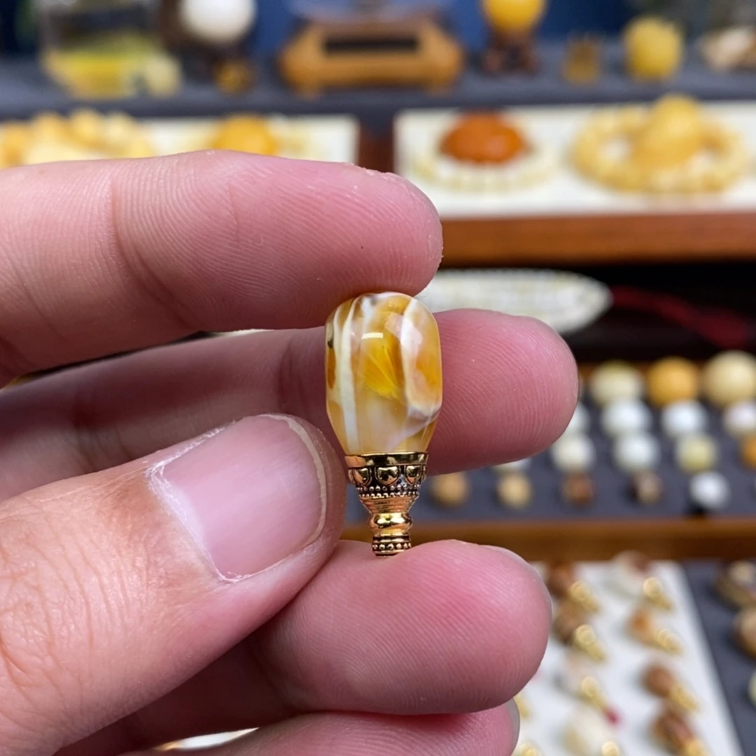 蜜蜡未镶嵌裸石配饰三通尺寸10.3