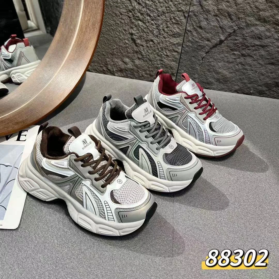 韩版复古显脚小加绒老爹鞋88302