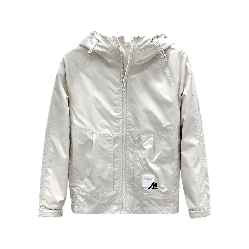 荷波撒纳温男士潮牌刺绣连帽夹克春秋户外冲锋衣百搭休闲工装外套