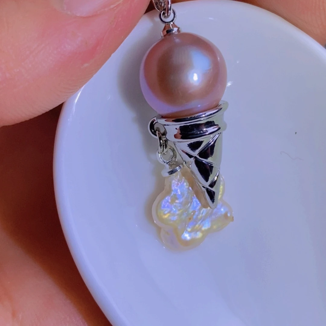 银S925镶嵌天然淡水珍珠淡水珍珠