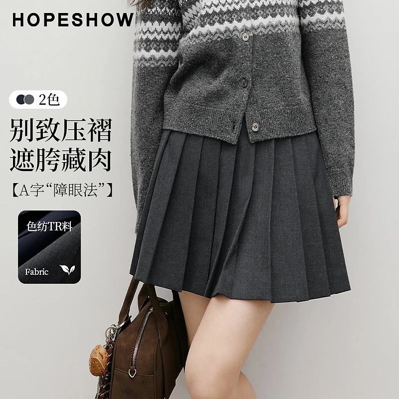 红袖2025秋季新款女装 MIU系手工压褶A字短裙90125311502