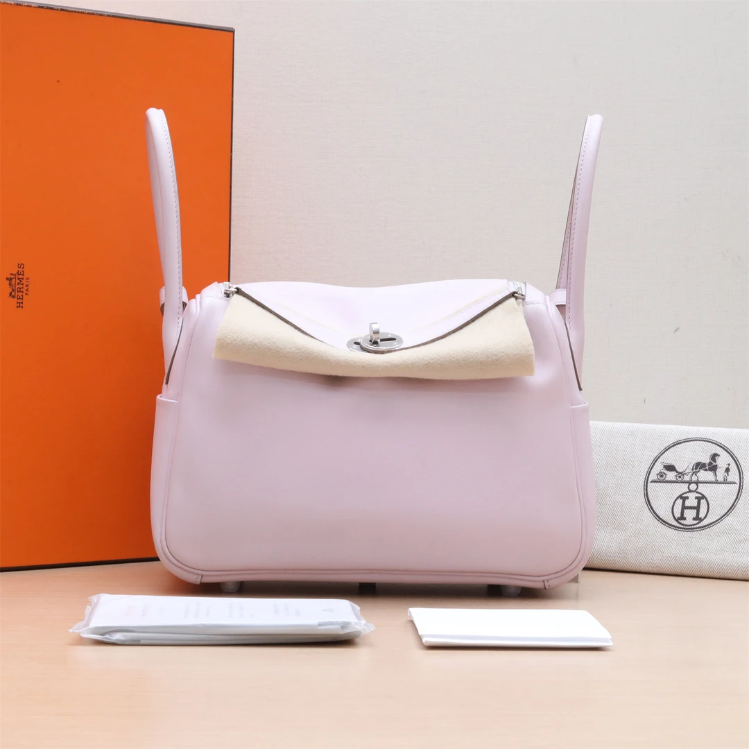 99新 Hermes/爱马仕 小花双双Lindy 26 37金棕色拼梦幻紫 U刻包