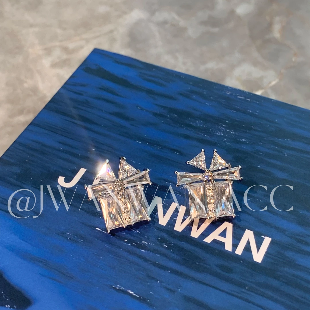 铜合金锆石耳饰 冰岛之约.闪钻包包造型轻奢耳钉