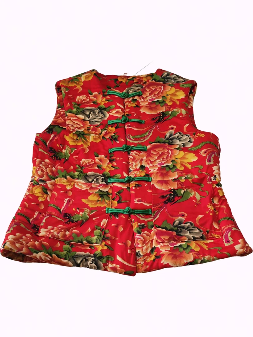 棉花马甲2025粉丝专属福利民族风复古盘扣红色凤尾花贴身马甲