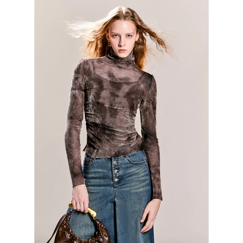 missCOCOON穿搭印花修身上衣女0311