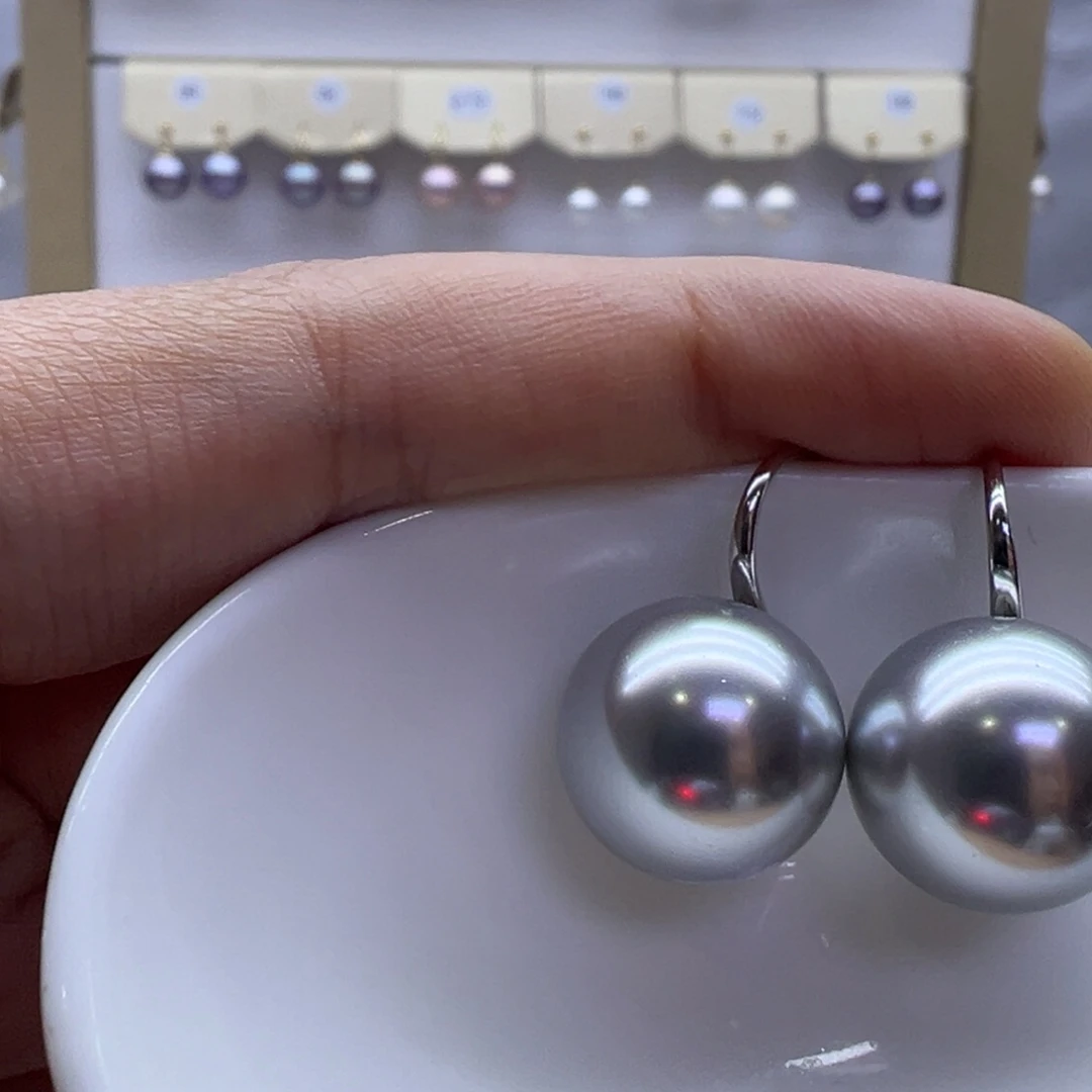 银S925镶嵌耳饰海水珍珠
