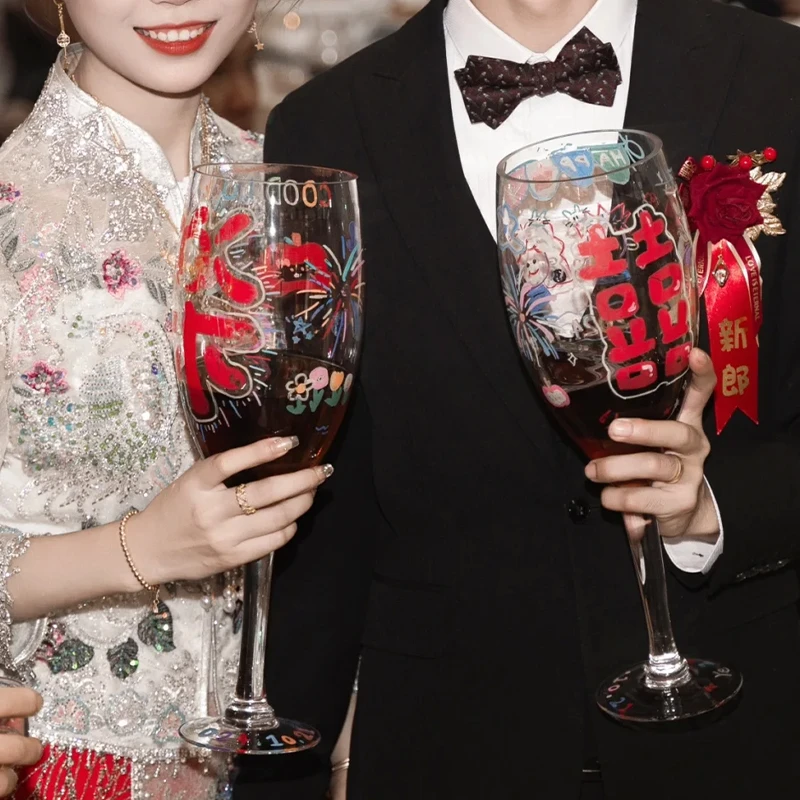 结婚大酒杯婚礼敬酒杯超大新人结婚订婚交杯酒拍照大号高脚杯