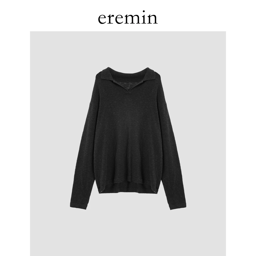 DE Mincollection肌理polo衫/简约小翻领蚕丝棉麻套头针织衫55916