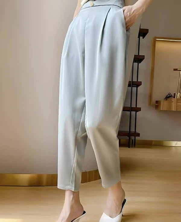 【轻熟•伊佐L】NN3084-时尚女装休闲裤显瘦高腰直筒