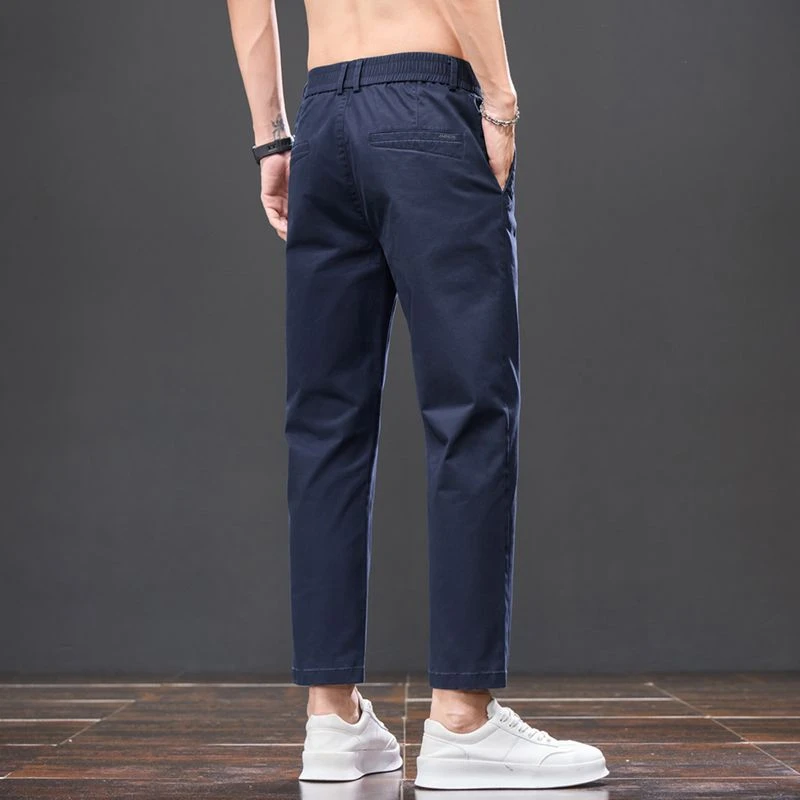 2025四季薄款九分休闲裤男士商务轻奢修身直筒透气弹力男裤百搭