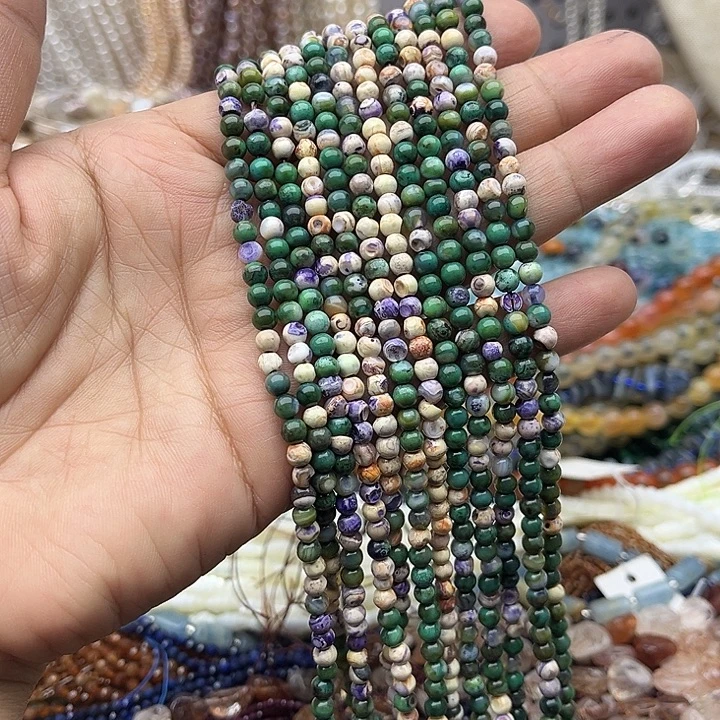 玛瑙/玉髓未镶嵌珠宝半成品2条4mm左右奶皮玛瑙