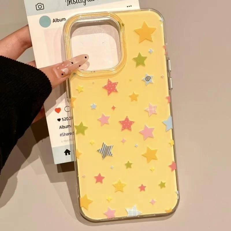 IMD彩色星星适用iPhone16/15手机壳华为荣耀创意VIVO小米OPPO一加