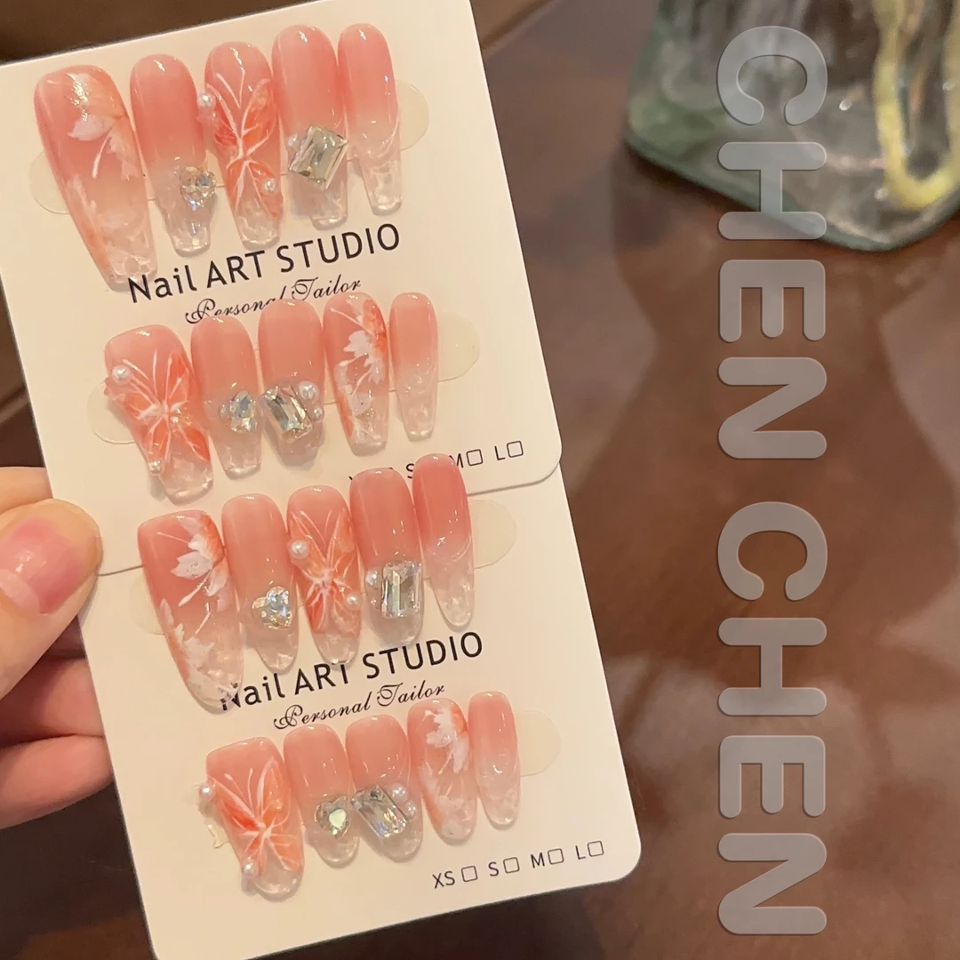 【琉璃】（亏米）2024手绘琉璃水彩蝴蝶冰透显白美甲夏日渐变纯欲风