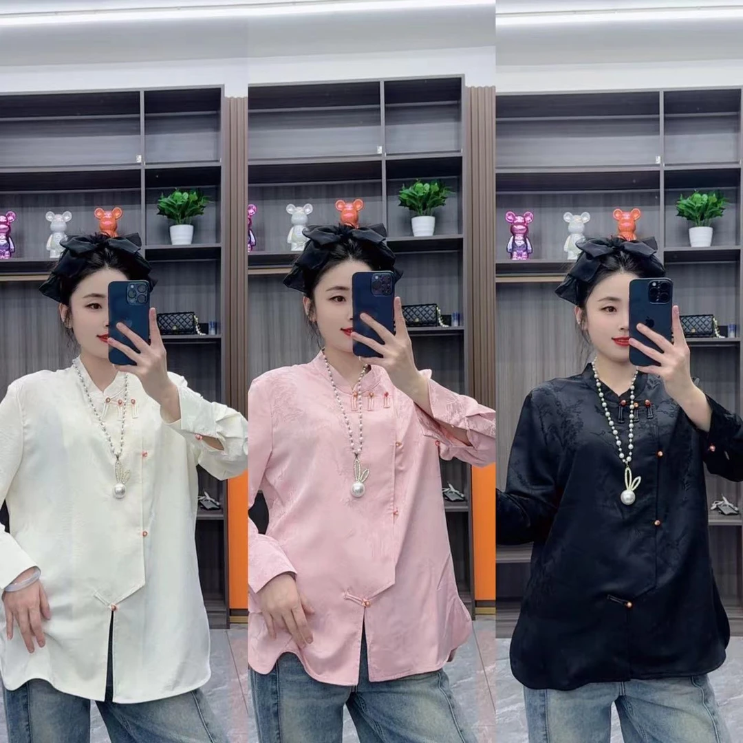 新款斜襟复古盘扣衬衫内搭