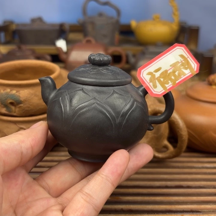 茶壶紫砂莲花壶黑金沙原矿100c