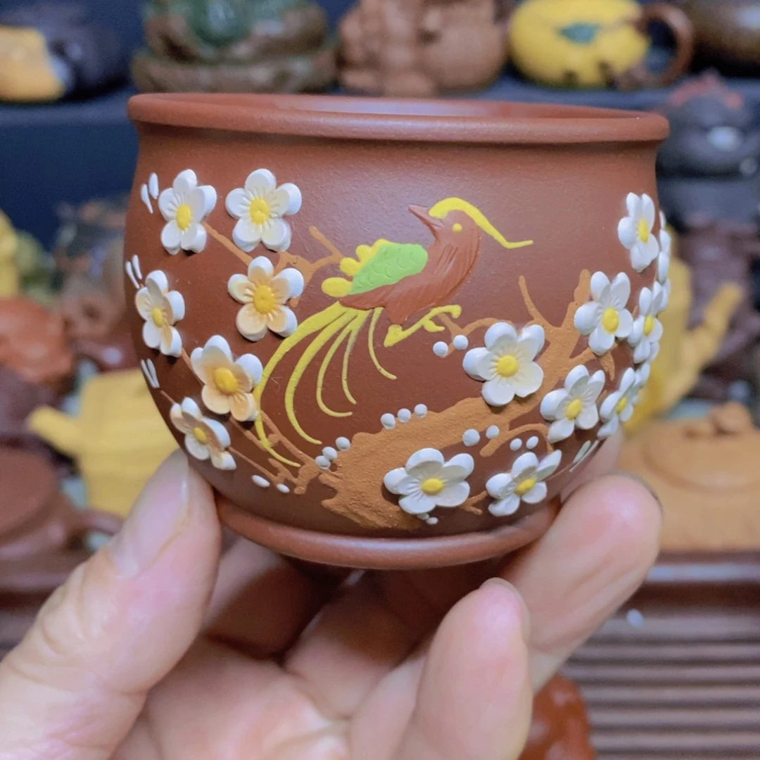 茶杯绿泥紫砂紫砂