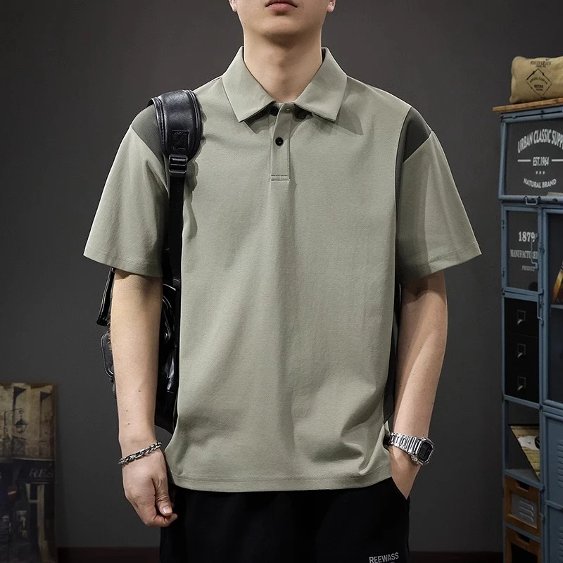 Cebrodz2025新款短袖t恤男夏季美式潮牌宽松大码翻领体恤POLO衫