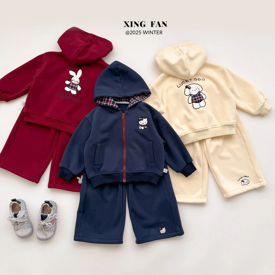【现货】星范童装2025年冬装新款女童加绒加厚卫衣套装254-XF-54053