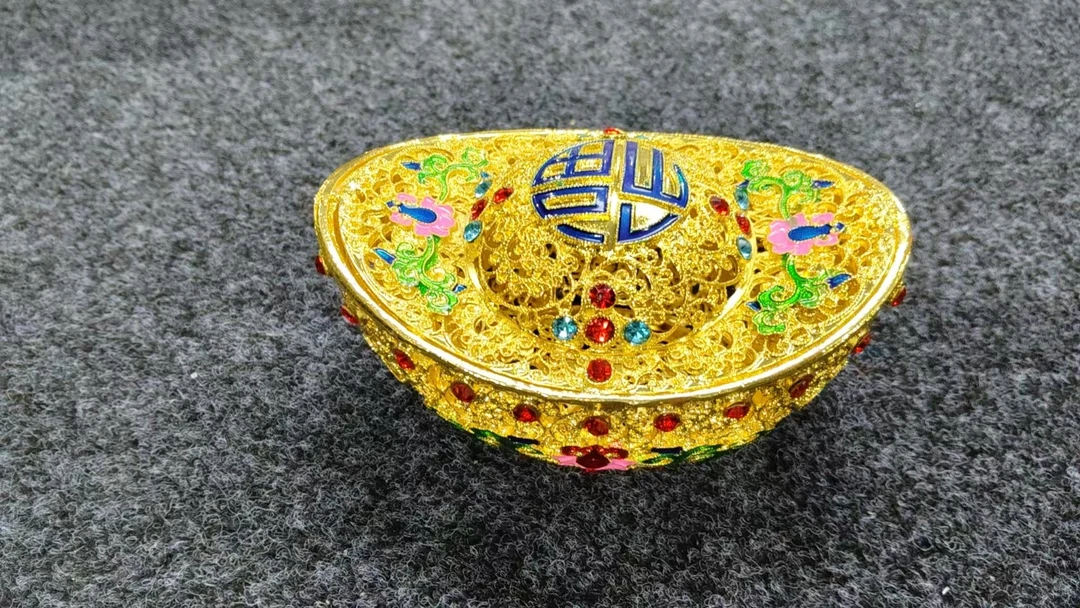 彩绘掐丝彩元宝工艺收藏品G726