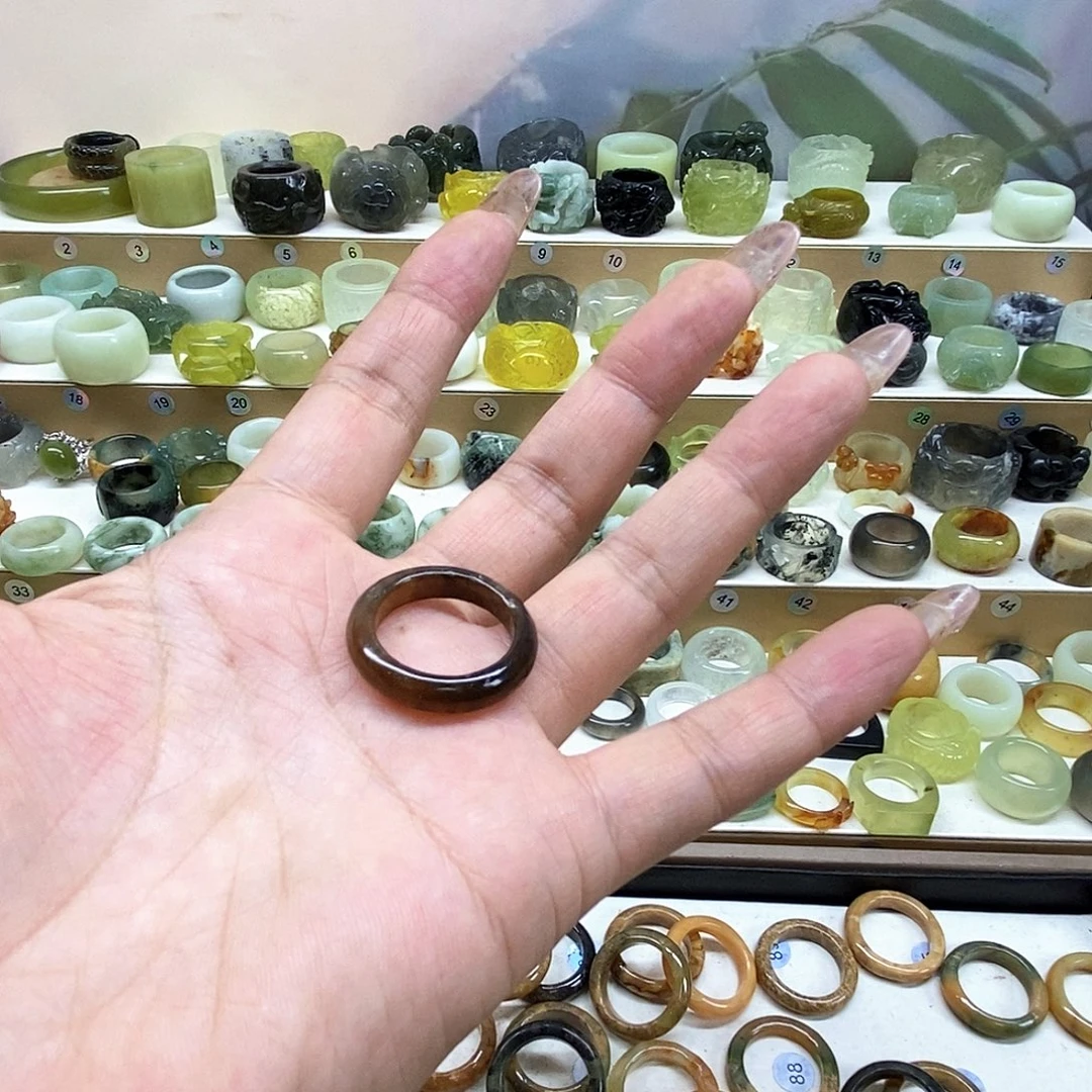 拽***碗岫玉未镶嵌天然岫玉戒指