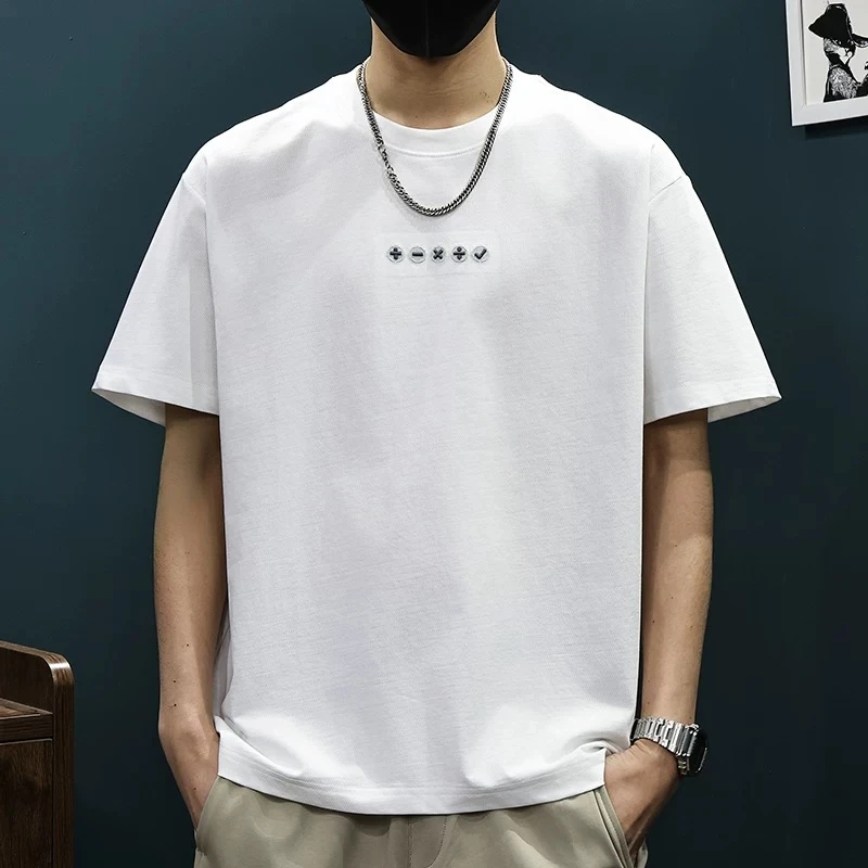 【万针刺绣】休闲百搭夏季潮流时尚男女同款圆领短袖T9261