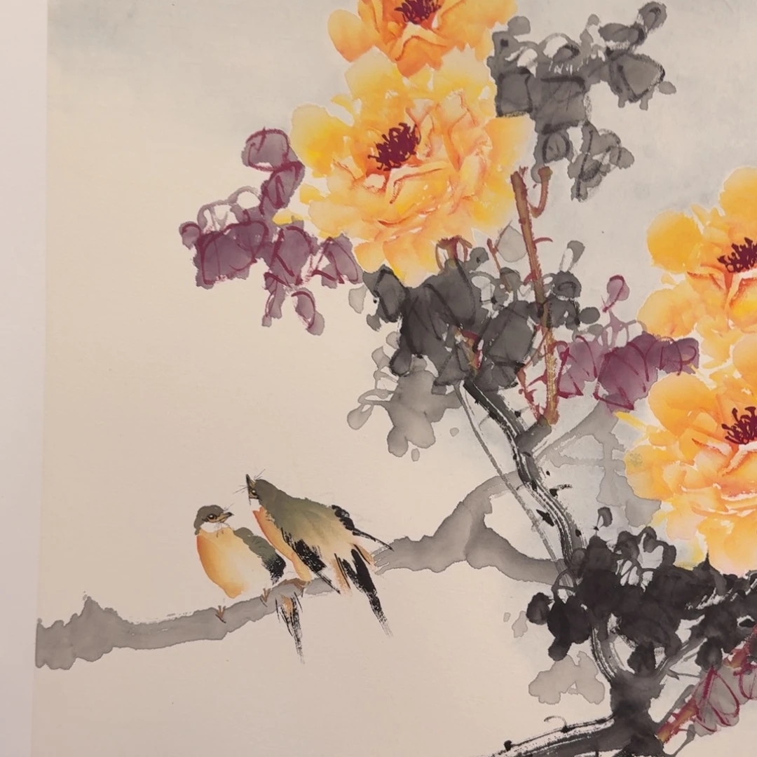 国画纯手绘山水花鸟作品