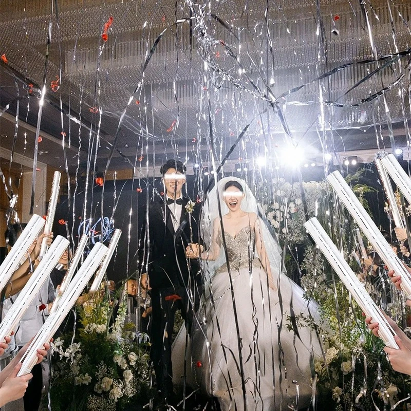 银色丝带高级结婚礼花筒流星雨礼炮银丝礼花雨丝婚礼氛围彩带喷筒