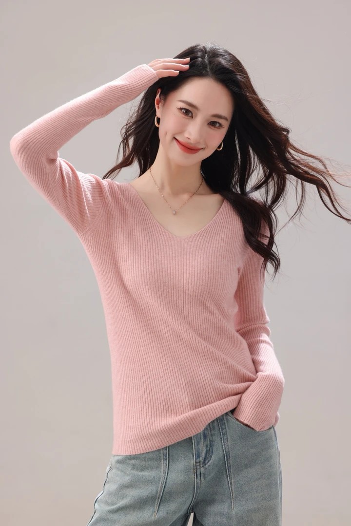 套头修身通勤欧美风秋冬季喇叭袖针织衫长袖女毛针织衫13113