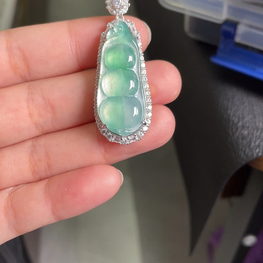 翡翠银S925镶嵌吊坠(不含链)