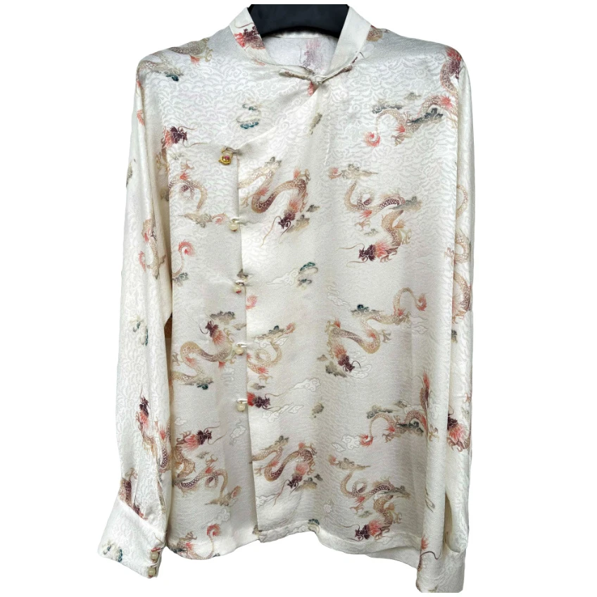 新款新中式祥龙盘扣衬衫四色116E0229