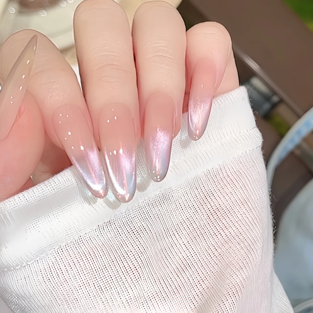 【果冻粉海】Kull库姥姥轻奢纯手工微笑猫眼裸色显白纯欲夏穿戴美甲