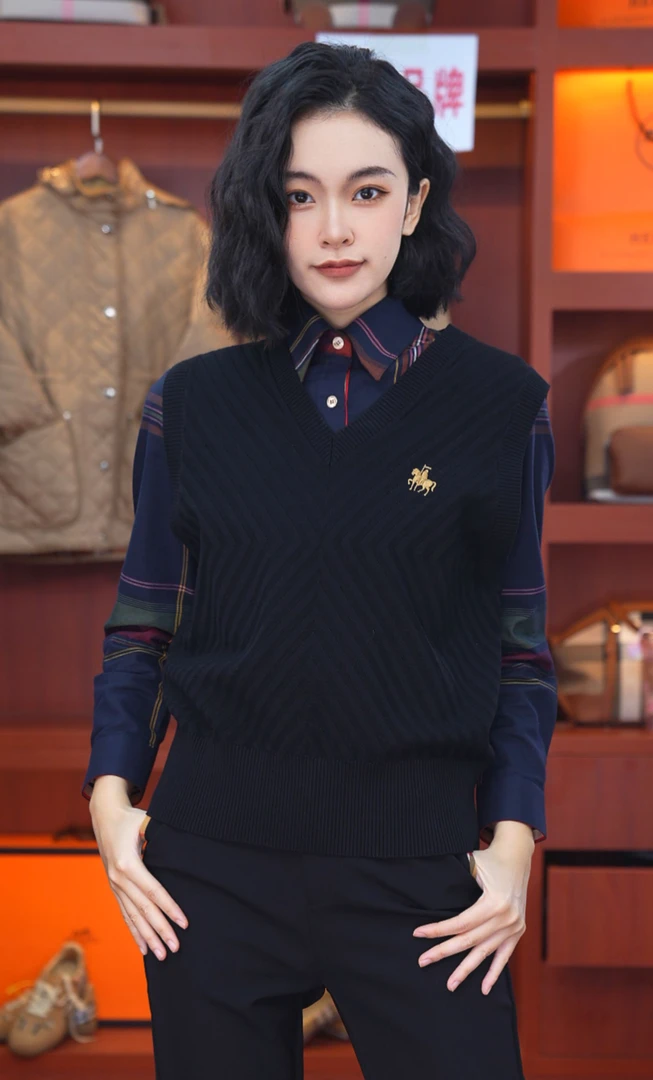 女装羊毛英伦风毛衣背心马甲V领休闲百搭无袖舒适针织衫