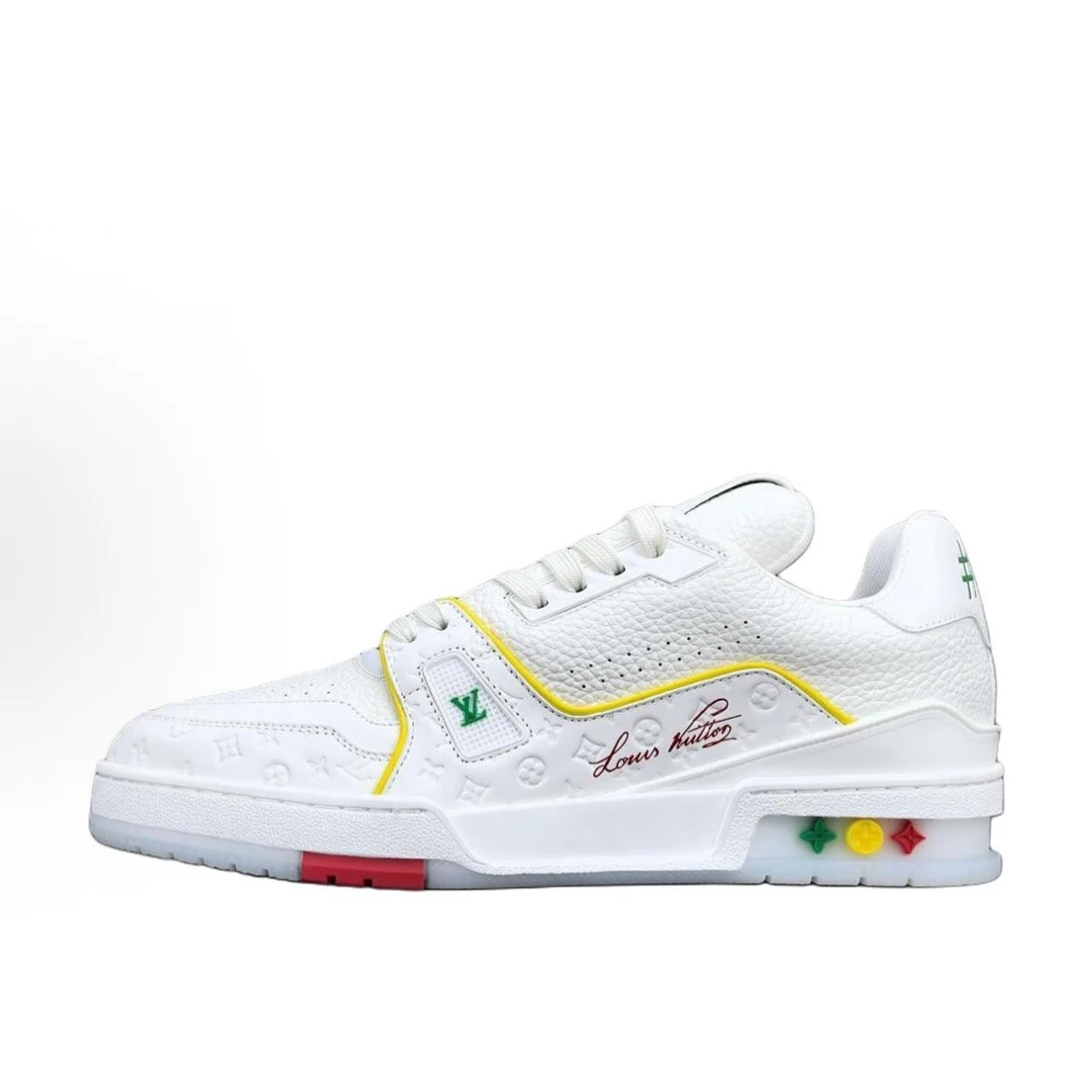 未使用 LouisVuitton/路易威登 邮轮限定 白黄色皮质Trainer