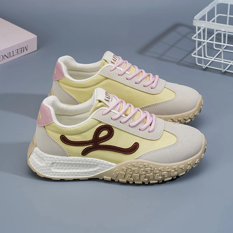 9510德训鞋女A021秋季新款透气鞋子女轻便软底运动鞋休闲增高老爹