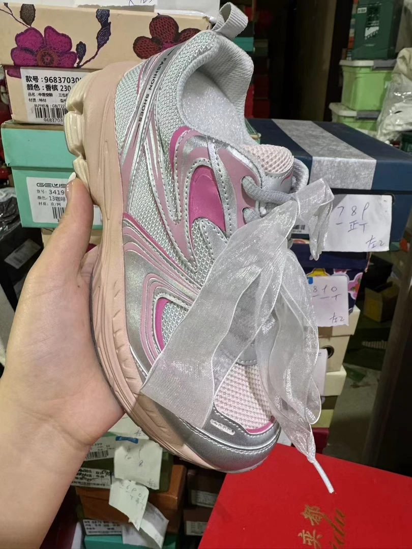 3396  银粉  夏季新款厚底透气老爹鞋