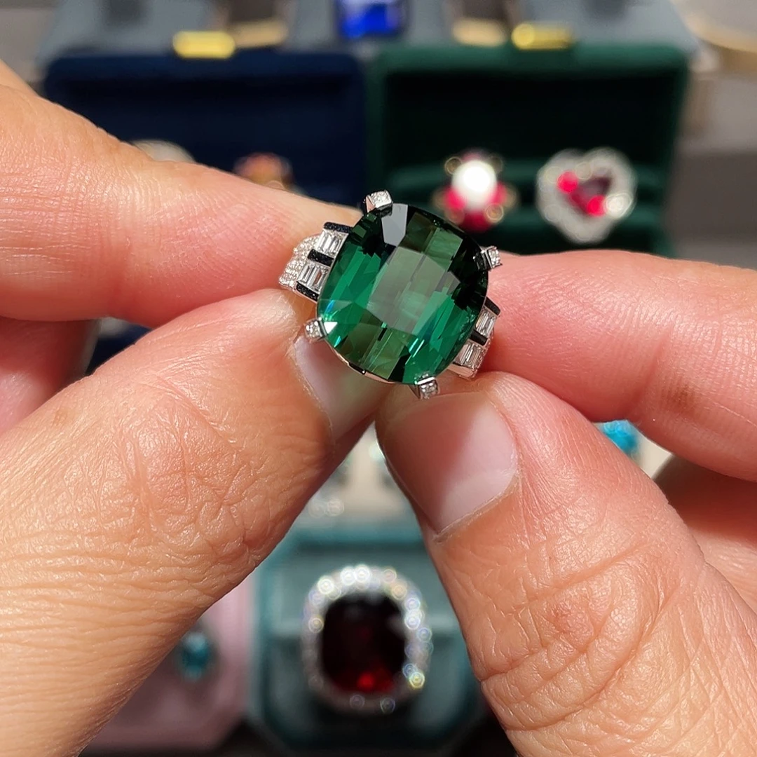 碧玺18K金镶嵌戒指12.75ct