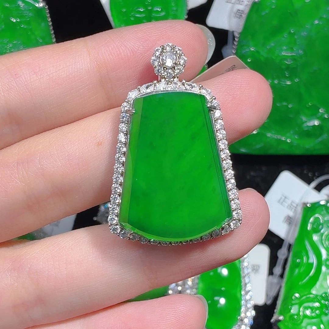 翡翠银S925镶嵌颈饰天然A货翡翠