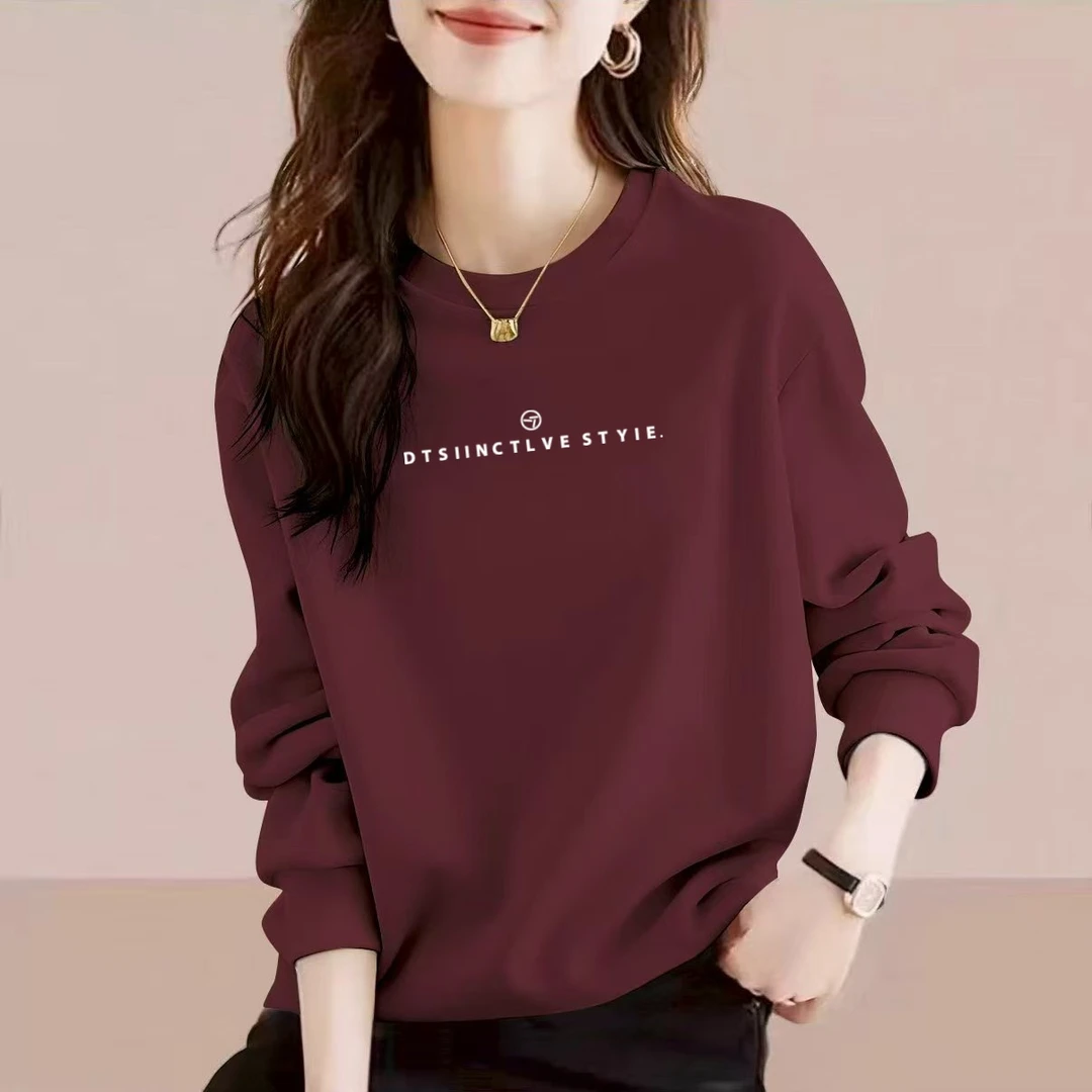 圆领卫衣女士2025秋冬季新款大码胖mm宽松休闲套头上衣小个子外套